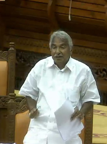 Chief Minister Oommen Chandy responding to notice for adjournment motion on Mullaperiyar