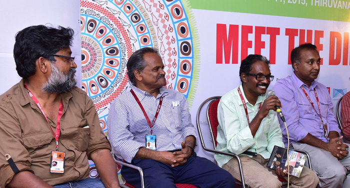Cinematographer M. J. Radhakrishnan, film critic Meera Sahib, Director Biju Damodaran and Sri Lankan Director Kalpana Ariyawansa at the ‘Meet the Director’ programme of IFFK on Sunday (Left to Right)