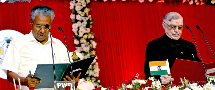 Pinarai Vijayan taking oath as Chief Minister of Kerala