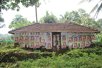 This may the biggest display of posters in the panchayat