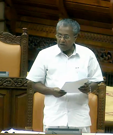 Chief Minister Pinarai Vijayan replying to debate in the Assembly on Thursday