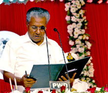 Pinarai Vijayan taking oath as Chief Minister of Kerala